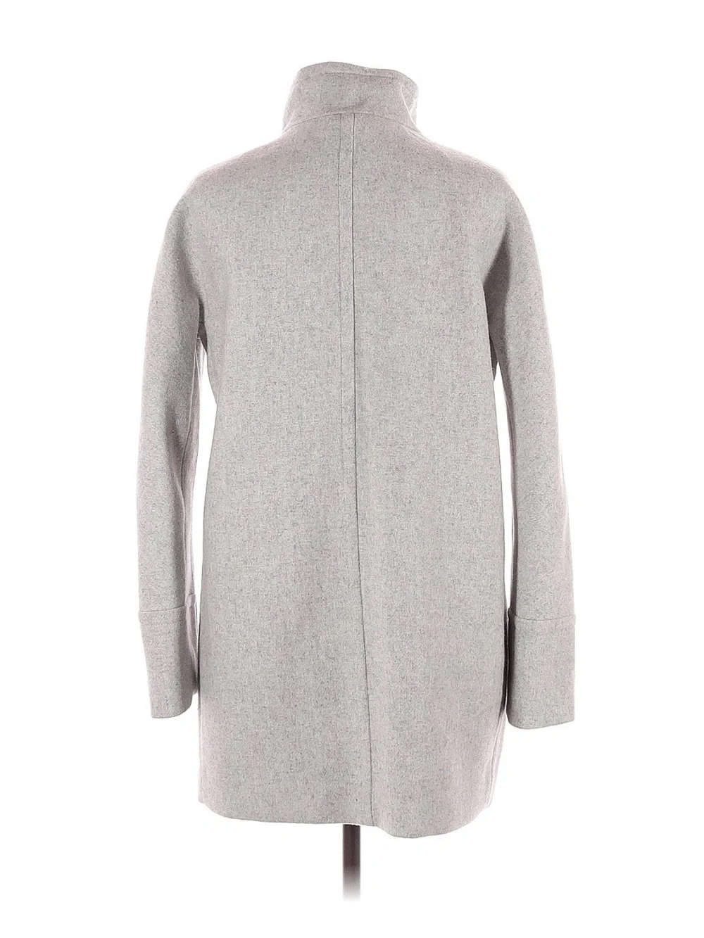 EUC J. Crew Light Gray Mid Length Stand-Collar Wool Blend Coat Size 12